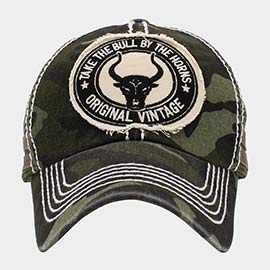 Take The Bull By The Horn Message Mesh Back Vintage Baseball Cap