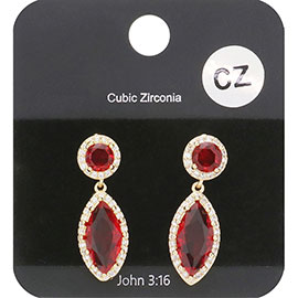 CZ Marquise Stone Dangle Evening Earrings