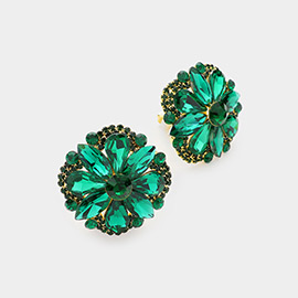 Multi Stone Floral Clip on Evening Earrings