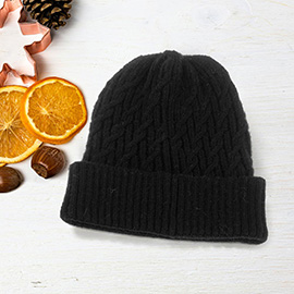 Solid Braided Knit Beanie Hat