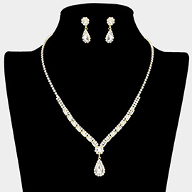 Teardrop Stone Accented Rhinestone Necklace