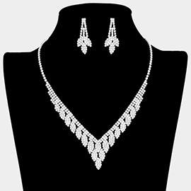 Rhinestone Pave Marquise Cluster Necklace