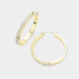 CZ Embellished Hoop Pin Catch Earrings