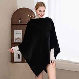 Solid Faux Fur Poncho