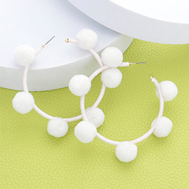 Pom Pom Station Hoop Earrings