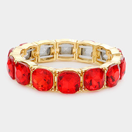 Cushion Square Stone Stretch Evening Bracelet