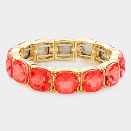 Cushion Square Stone Stretch Evening Bracelet