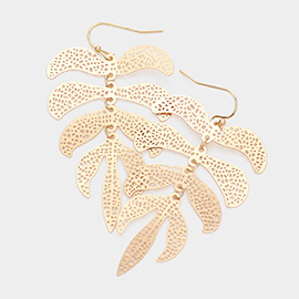 Filigree Metal Leaf Link Dangle Earrings