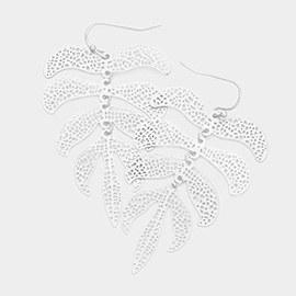 Filigree Metal Leaf Link Dangle Earrings