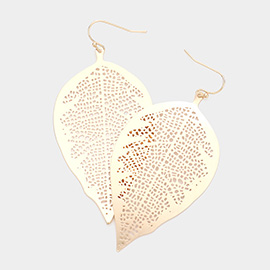 Filigree Brass Metal Leaf Dangle Earrings