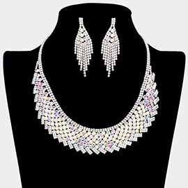 Bubble Stone Detailed Rhinestone Necklace