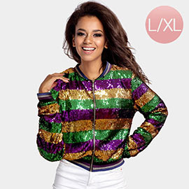 Mardi Gras Sequin Zipper Jacket