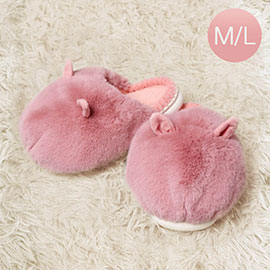 Fuzzy Faux Fur Bunny Soft Home Indoor Floor Slippers