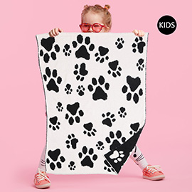 Paw Patterned Reversible Kids Throw Blanket