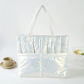 Solid Puffer Tote / Shoulder Bag