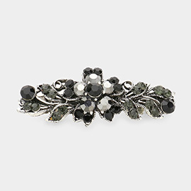 Stone Embellished Flower Accented Barrette