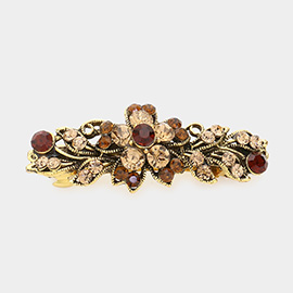 Stone Embellished Flower Accented Barrette