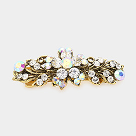 Stone Embellished Flower Accented Barrette