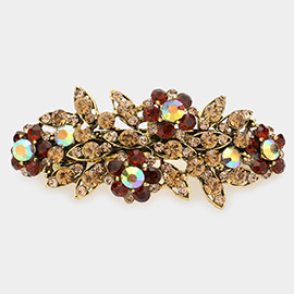 Stone Embellished Flower Leaf Cluster Barrette