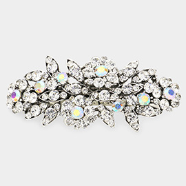 Stone Embellished Flower Leaf Cluster Barrette