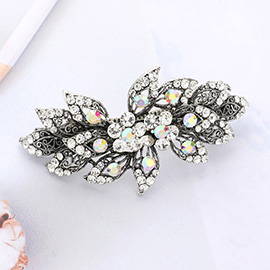 Stone Embellished Flower Leaf Cluster Barrette