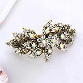 Stone Embellished Flower Leaf Cluster Barrette