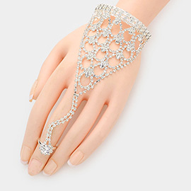 Round Stone Pointed Hand Chain Evening Bracelet