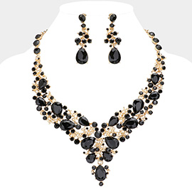 Round Teardrop Stone Accented Evening Necklace