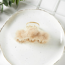 Faux Fur Pom Pom Hair Claw Clip