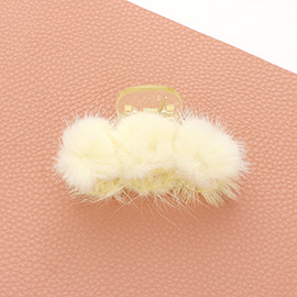 Faux Fur Pom Pom Hair Claw Clip