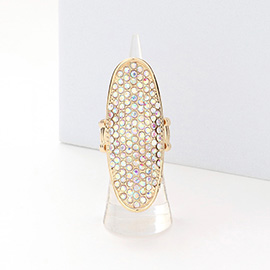 Rhinestone Embellished Oval Stretch Ring