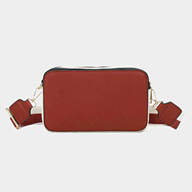 Game Day Two Tone Faux Leather Rectangle Crossbody Bag