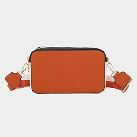 Game Day Two Tone Faux Leather Rectangle Crossbody Bag