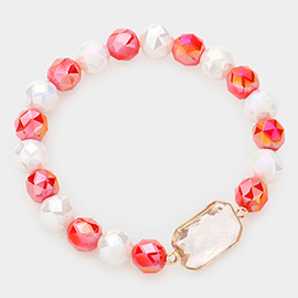 Lucite Accented Faceted Beaded Stretch Bracelet