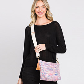 Aztec Patterned Tassel Crossbody Bag