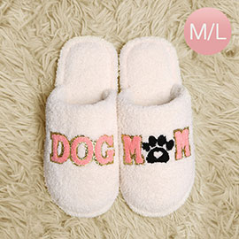 Dog Mom Message Paw Pointed Soft Home Indoor Floor Slippers