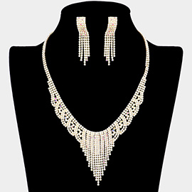 Rhinestone Pave Fringe Necklace