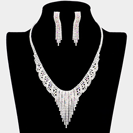 Rhinestone Pave Fringe Necklace