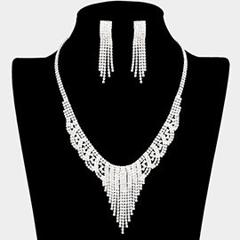 Rhinestone Pave Fringe Necklace