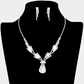 Teardrop Stone Accented Rhinestone Necklace