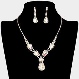 Teardrop Stone Accented Rhinestone Necklace