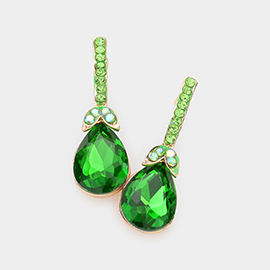 Teardrop Stone Accented Evening Earrings