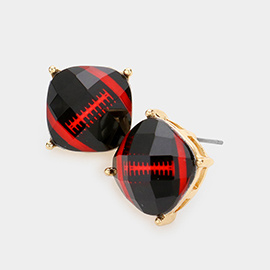 Game Day Football Cushion Square Stud Earrings