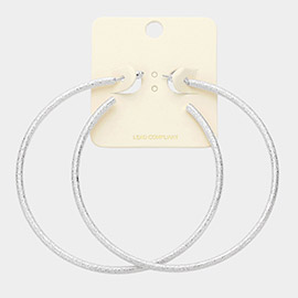 3.25 Inch Frosted Metal Hoop Earrings