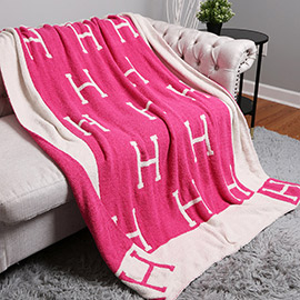 H Patterned Reversible Throw Blanket