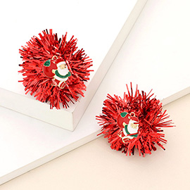 Enamel Santa Claus Tinsel Earrings