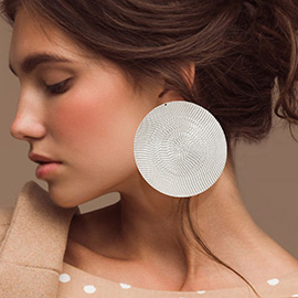 Textured Metal Round Earrings