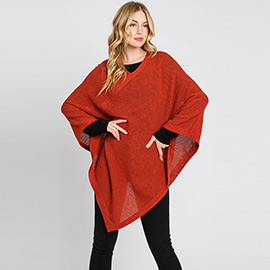 Solid Knit Loose Fit Poncho