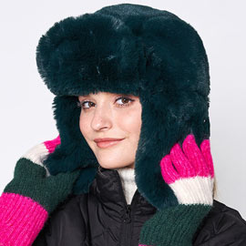 Solid Faux Fur Trapper Hat