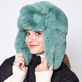 Solid Faux Fur Trapper Hat